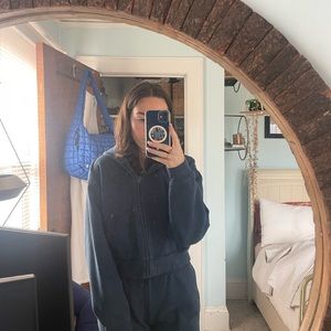 Navy Aritzia zip up sweatsuit